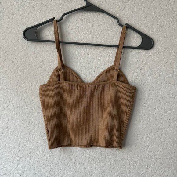 Camel brown/tan ribbed knit corset detail tank top🍸🧸🤍 - Picture 5 of 6